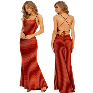 🔥Women's maxi dress Sexy Bodycon Backless  NWOT! Size small. orange and black